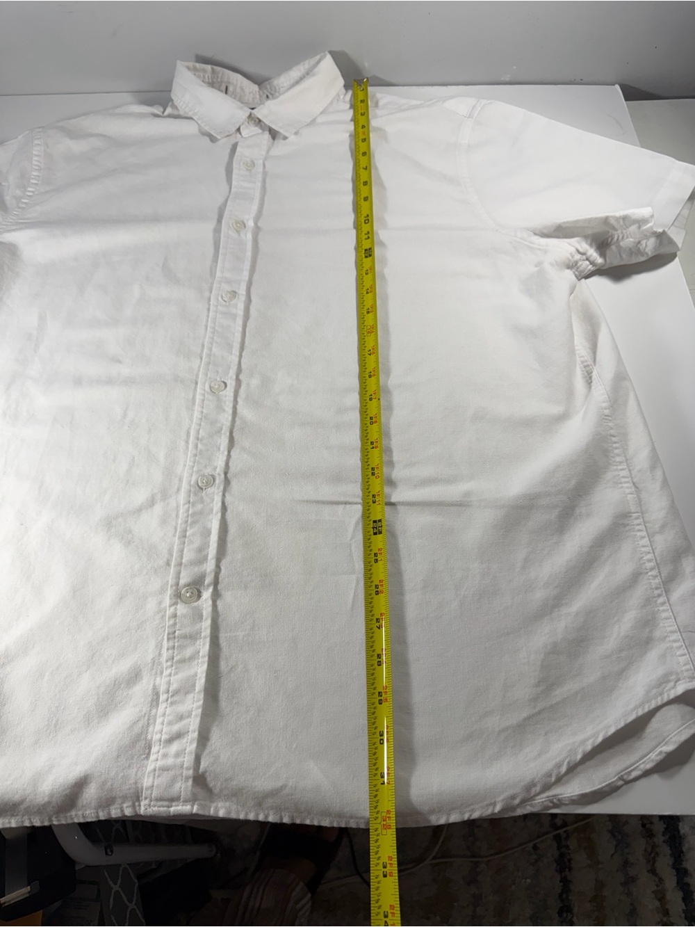 Banana Republic White Short-Sleeve Button-Down Shirt XXL Linen Blend - Picture 8 of 8